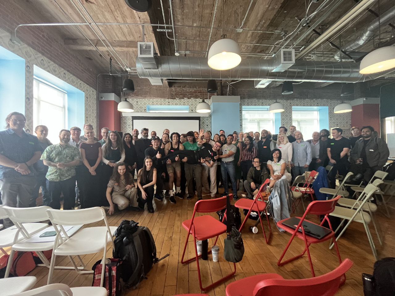 Large community gathering at Frontier Tower lunch